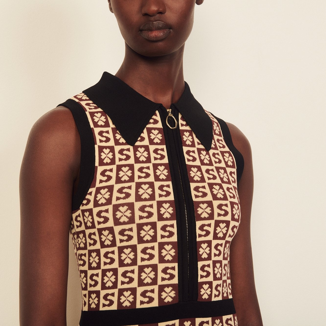 Sleeveless jacquard pattern polo dress Sandro second-hand photo 1