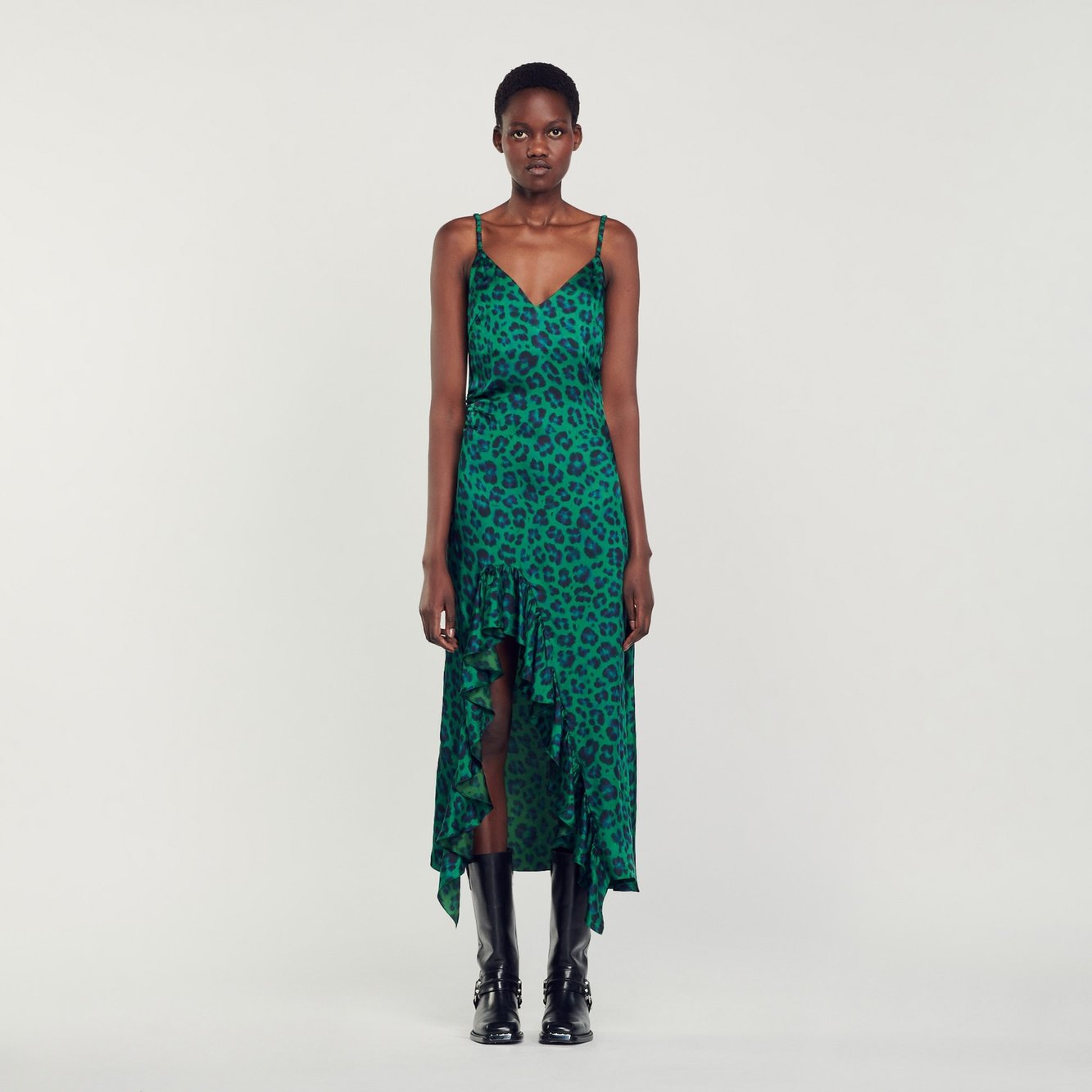 Kleid mit Schlitz und Leopardenprint Sandro Second-Hand photo 3