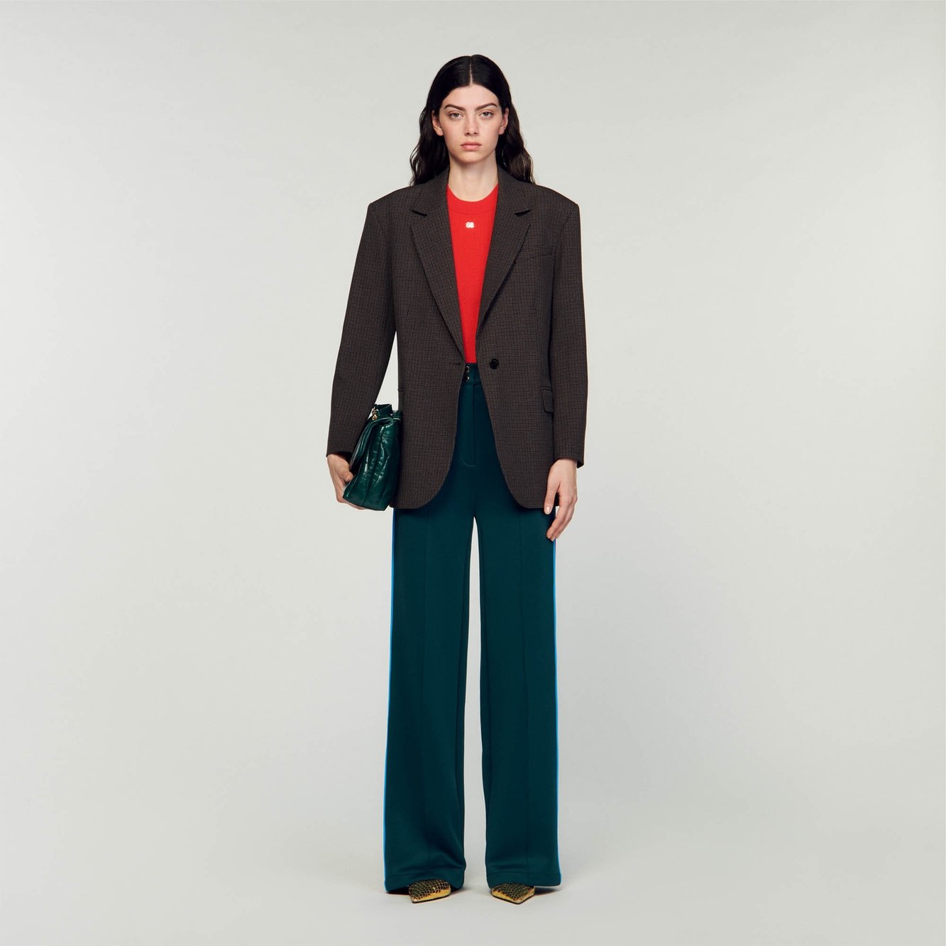 Chaqueta de traje con cuadros pequeños Sandro segunda mano photo 2