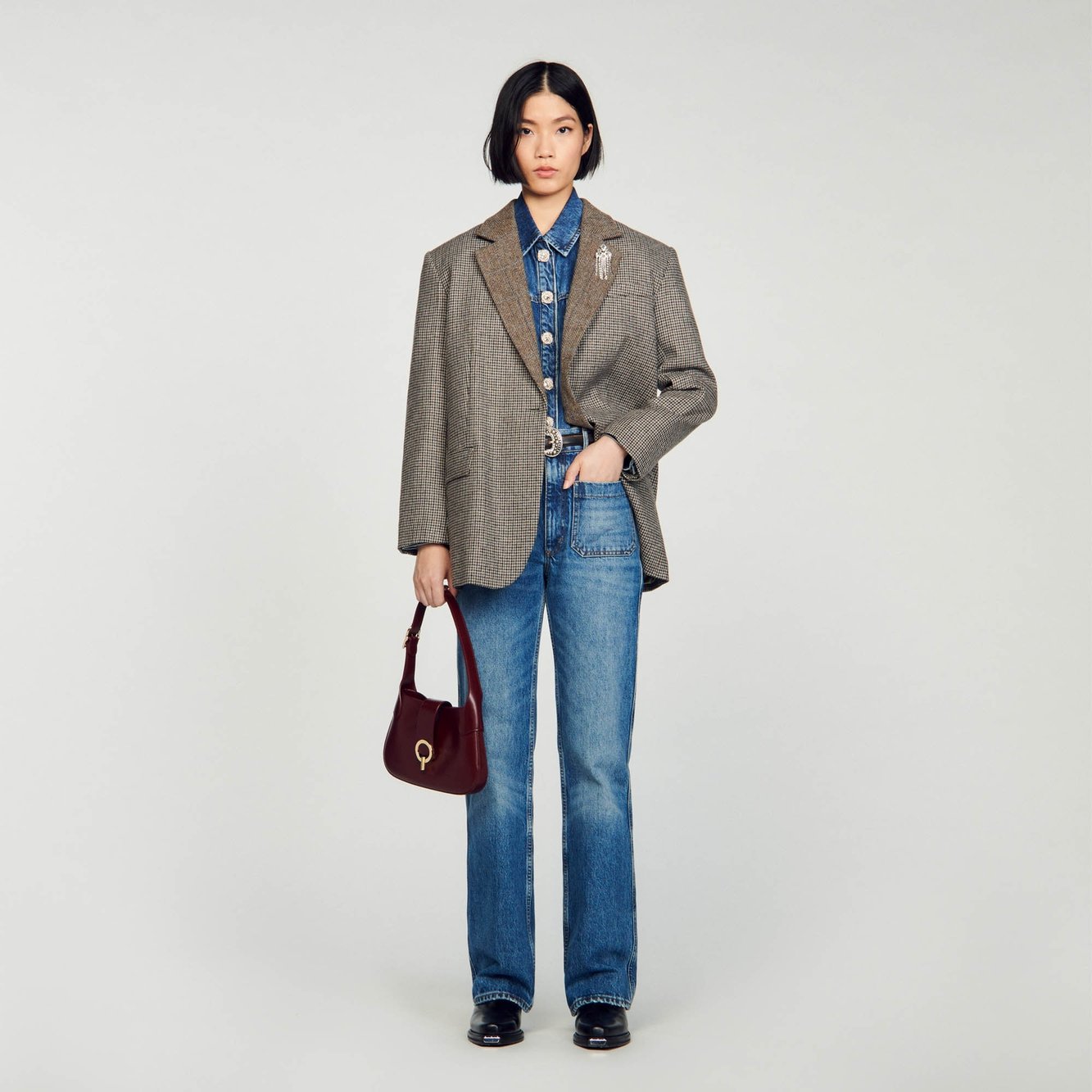 Veste de tailleur pied-de-poule Sandro seconde main photo 2