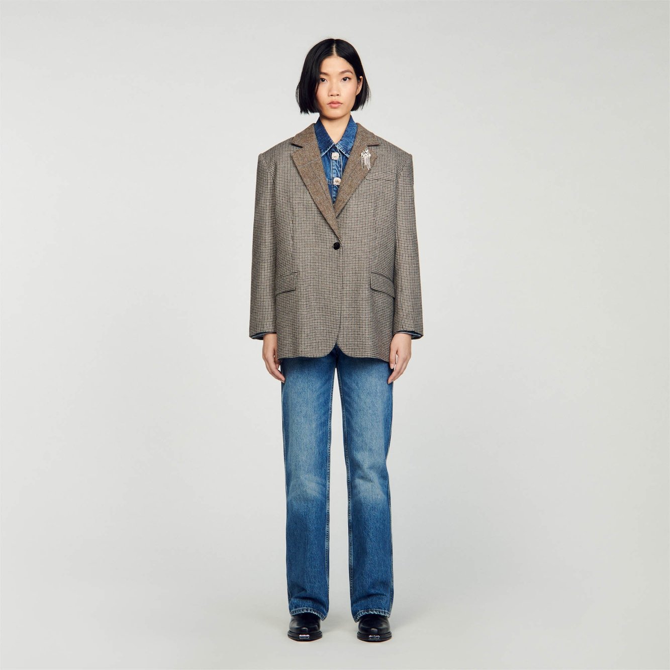 Veste de tailleur pied-de-poule Sandro seconde main photo 3