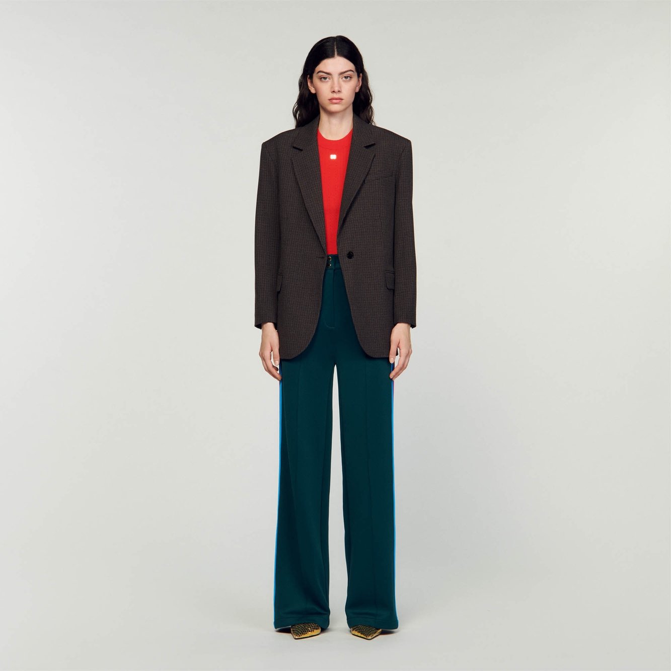 Chaqueta de traje con cuadros pequeños Sandro segunda mano photo 3