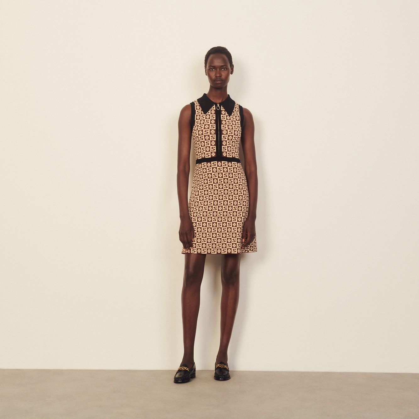 Sleeveless jacquard pattern polo dress Sandro second-hand photo 2