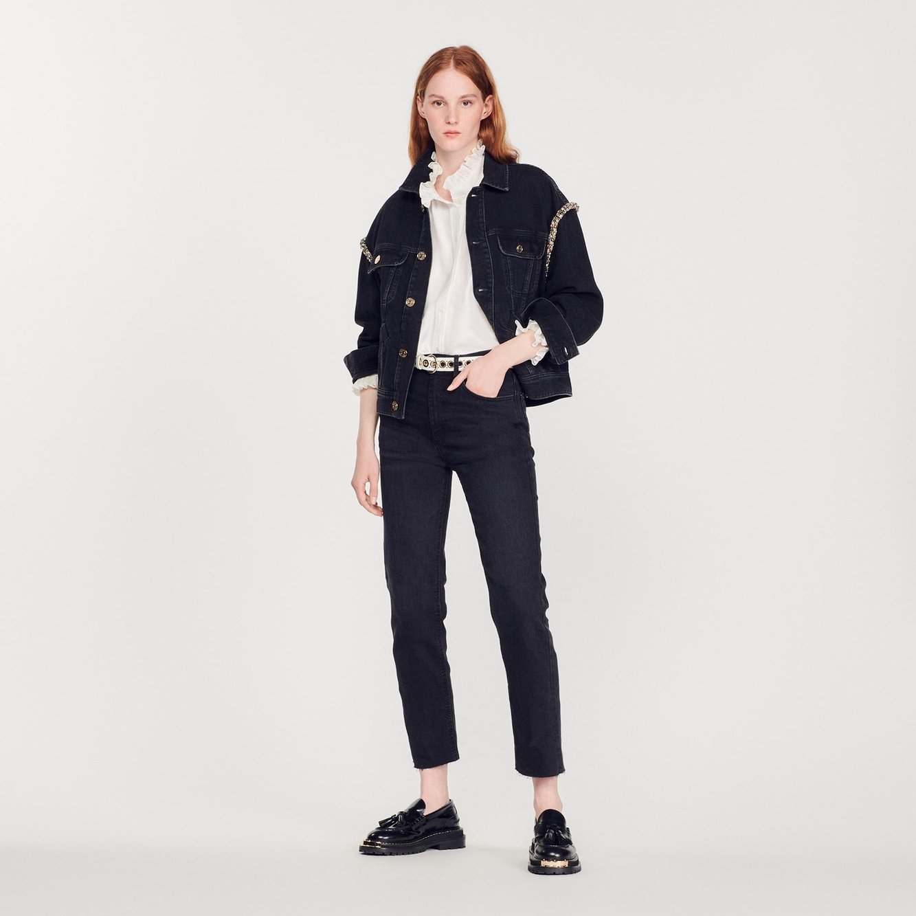 Straight-cut jeans with raw edges Sandro second-hand photo 2