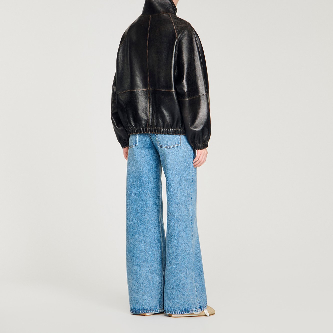 Distressed leather jacket Sandro second-hand photo 3
