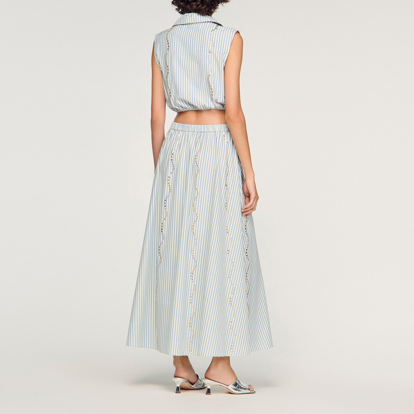 Kurze Streifenbluse mit Strass Sandro Second-Hand photo 6