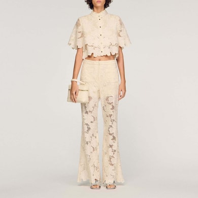 Chemise courte en guipure florale Sandro seconde main photo 2