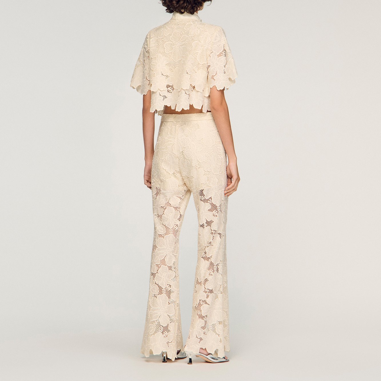 Chemise courte en guipure florale Sandro seconde main photo 3
