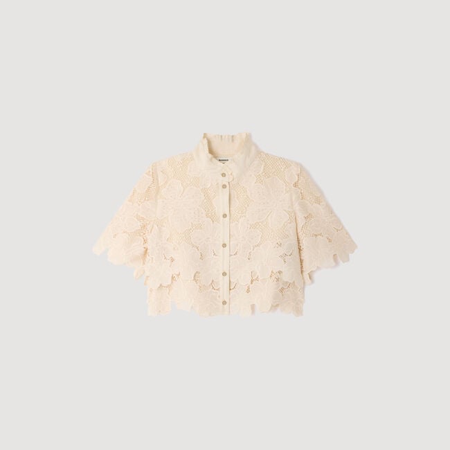 Chemise courte en guipure florale Sandro seconde main photo 1