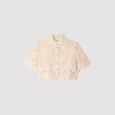 Chemise courte en guipure florale Sandro seconde main photo 1