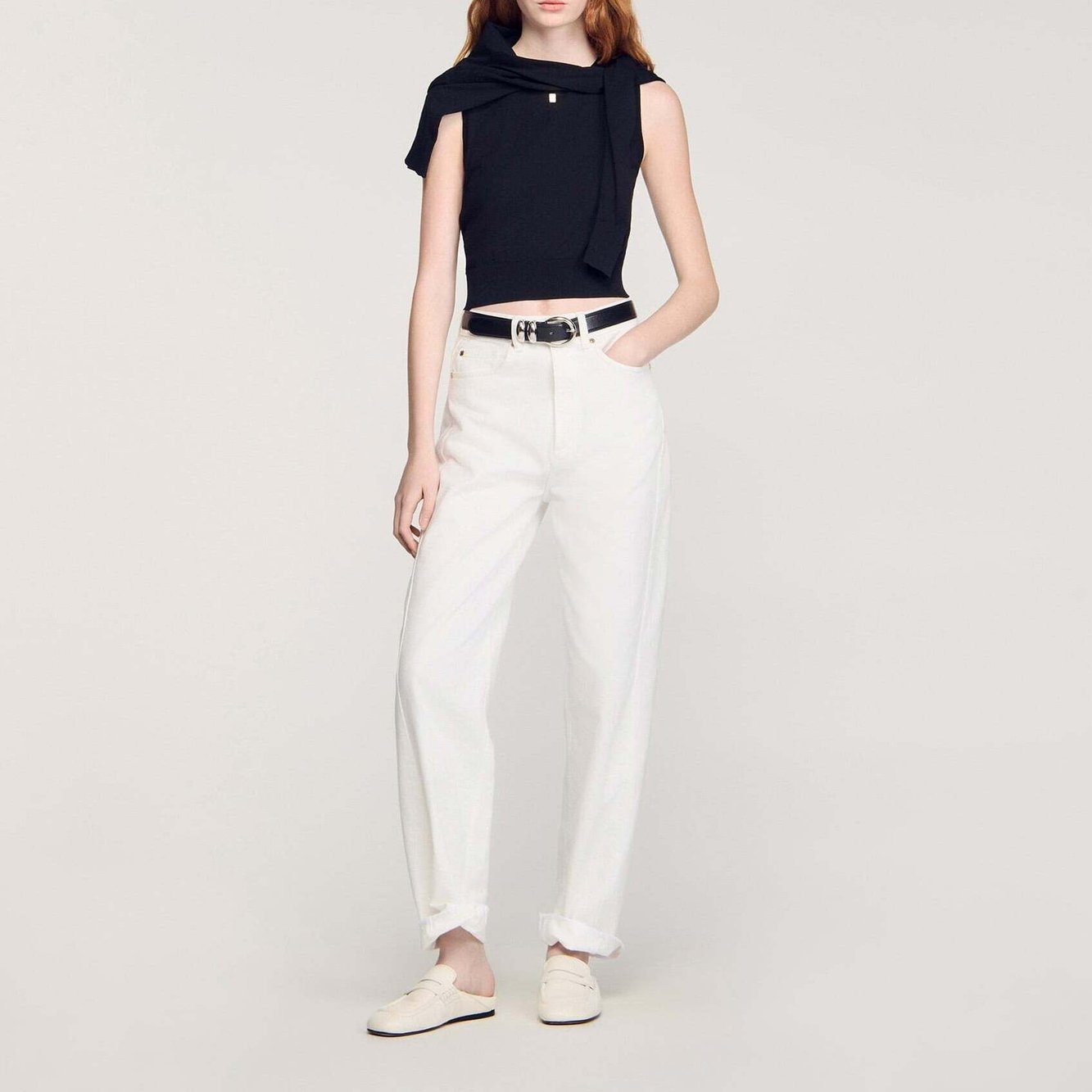 Pull court sans manches en maille Sandro seconde main photo 2