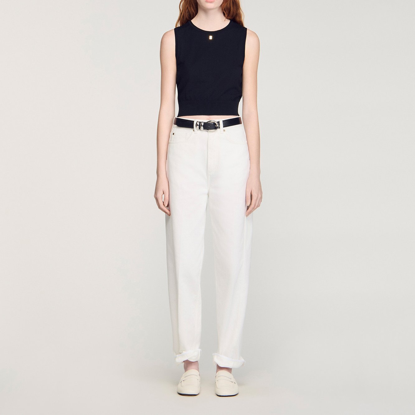 Pull court sans manches en maille Sandro seconde main photo 3