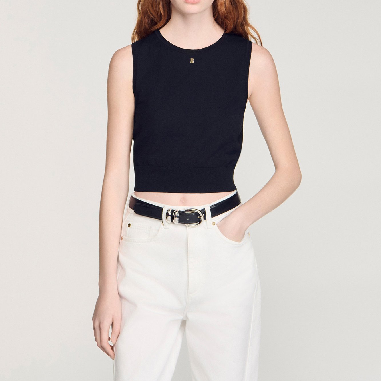 Pull court sans manches en maille Sandro seconde main photo 5