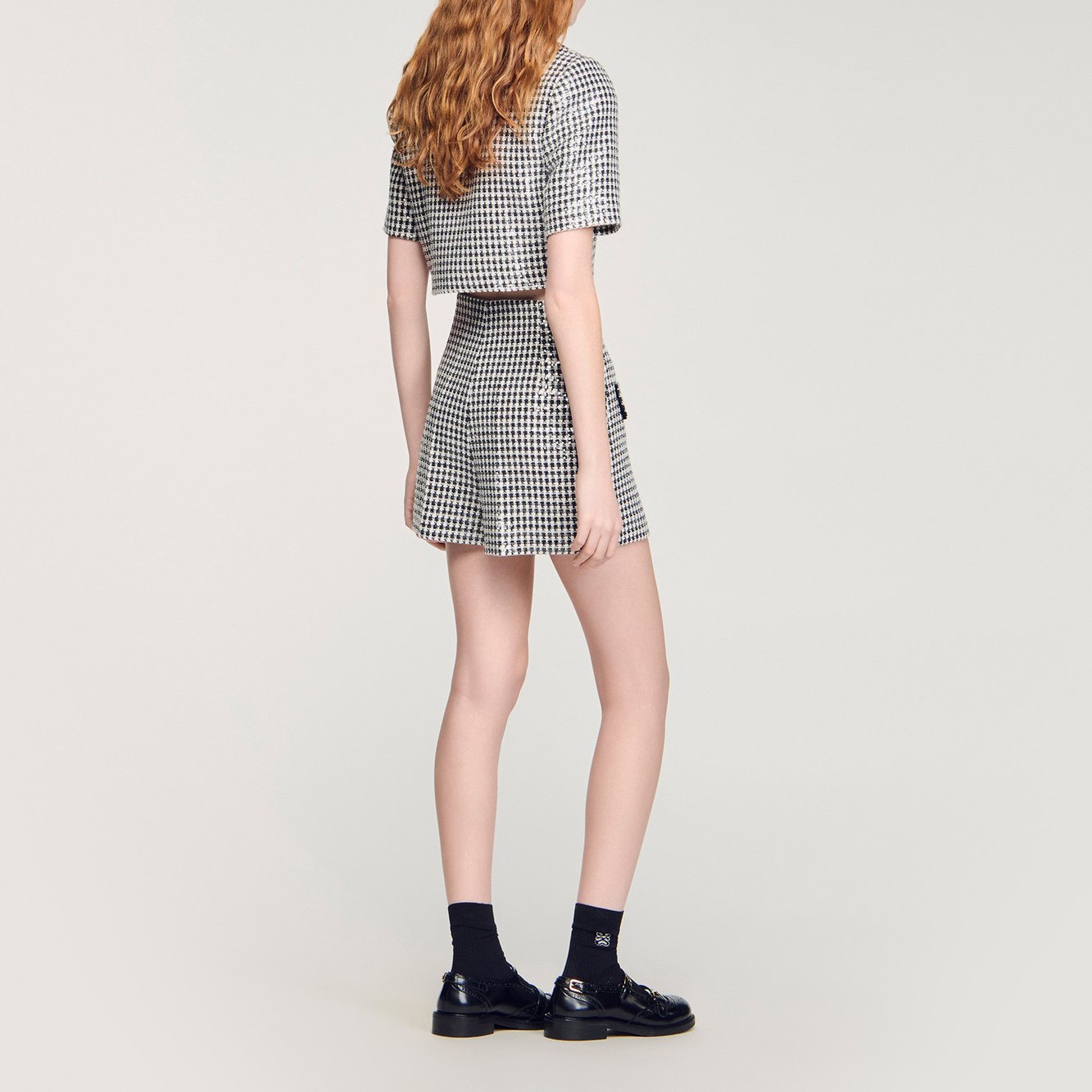 Sequin houndstooth tweed shorts Sandro second-hand photo 5