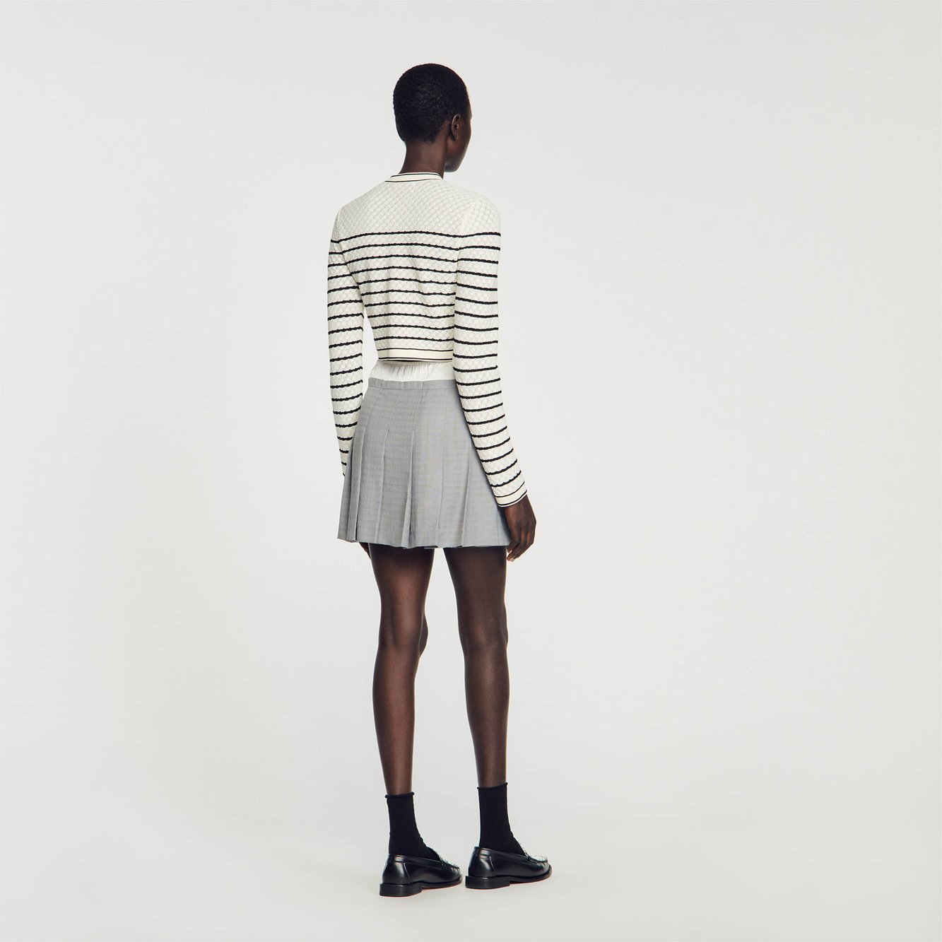 Striped cropped coatigan Sandro second-hand photo 5