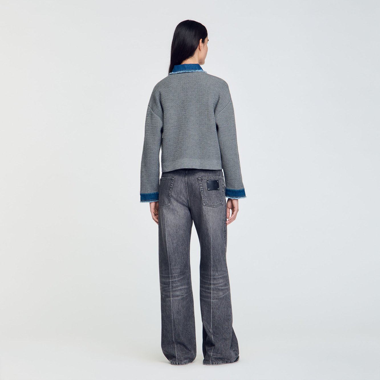 Denim and knitwear coatigan Sandro second-hand photo 5