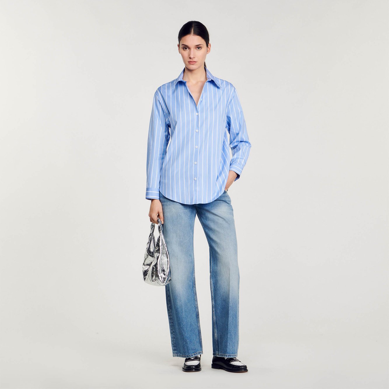 Stripy shirt with open lace back Sandro second-hand photo 2