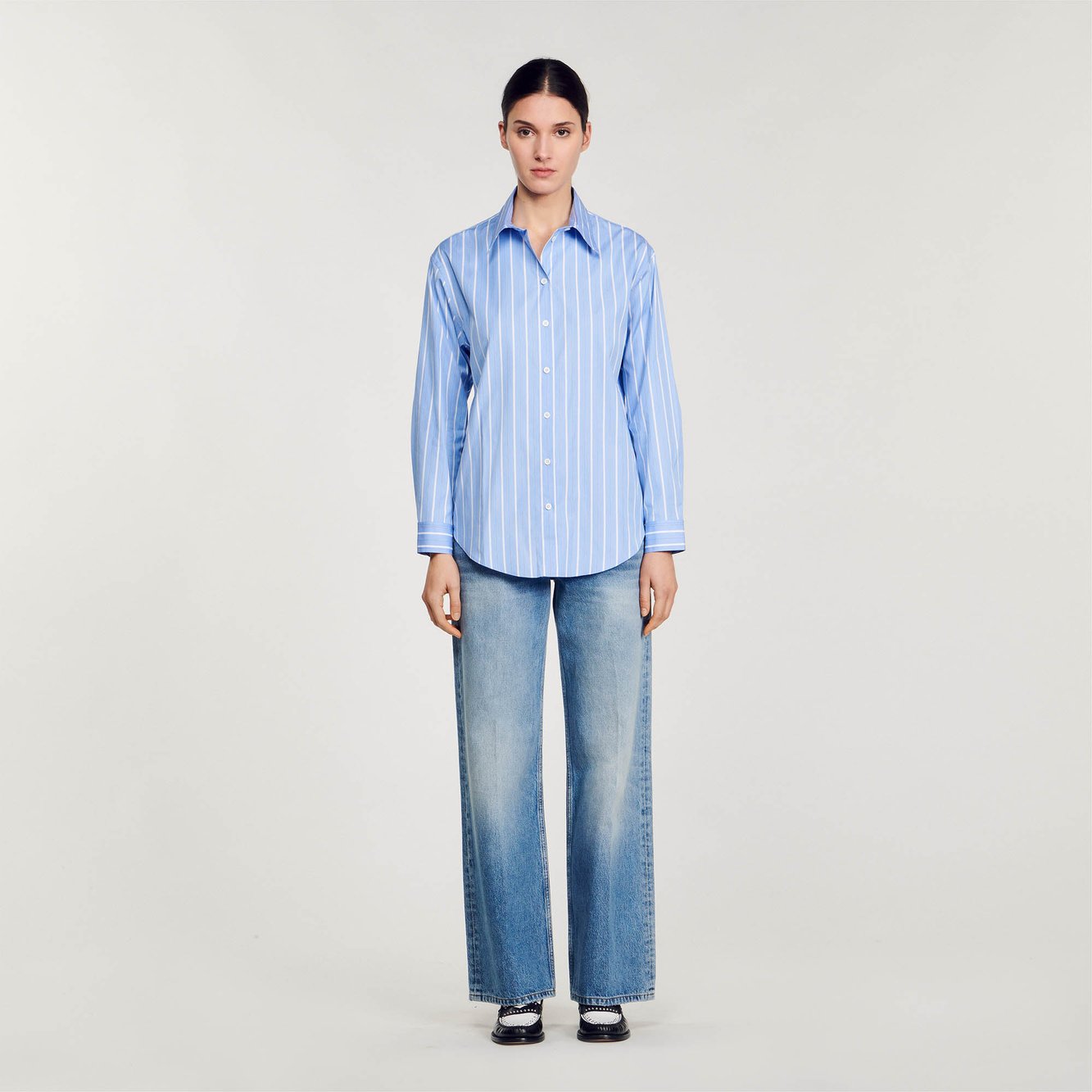 Stripy shirt with open lace back Sandro second-hand photo 3