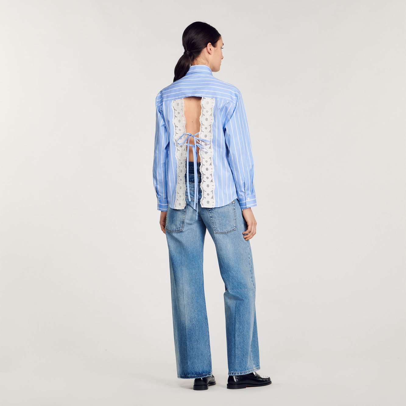 Stripy shirt with open lace back Sandro second-hand photo 5