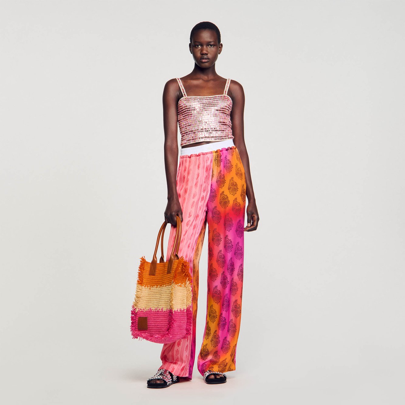 Wide-leg patterned Trousers Sandro second-hand photo 2