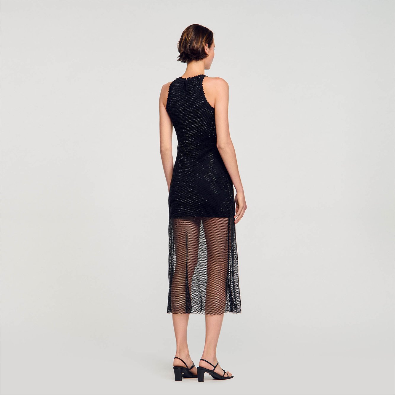 Langes Kleid aus glänzendem Netzgewebe Sandro Second-Hand photo 4