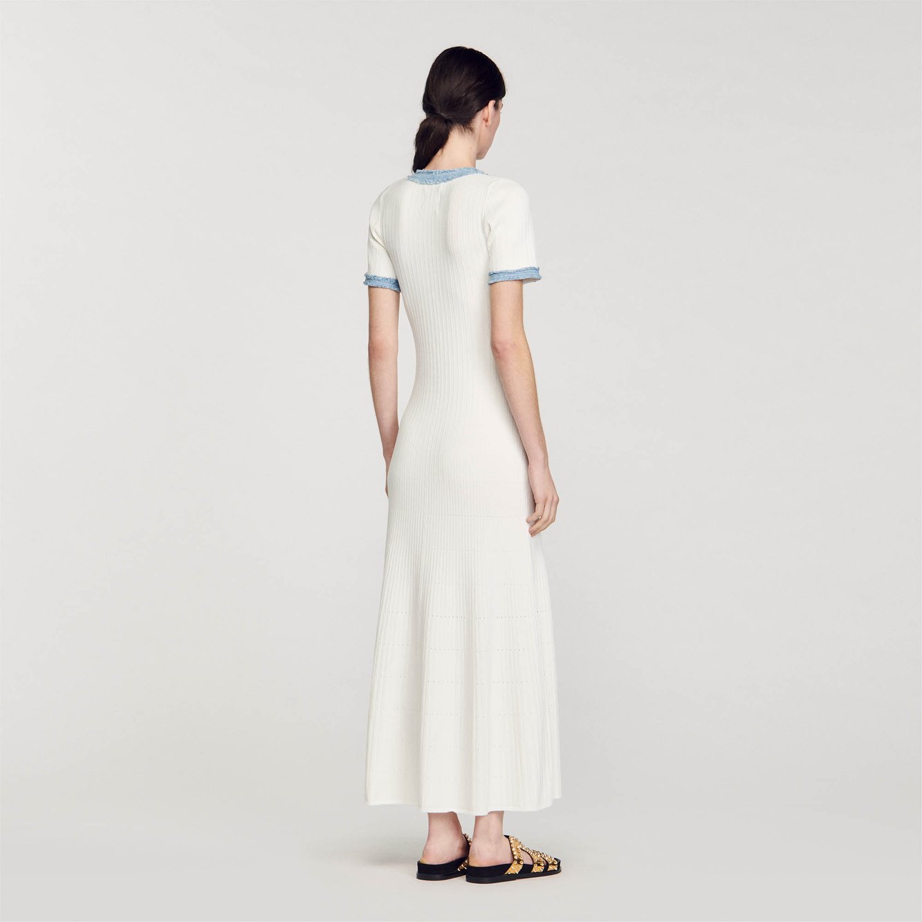 Midi jurk breiwerk en denim Sandro tweedehands photo 2