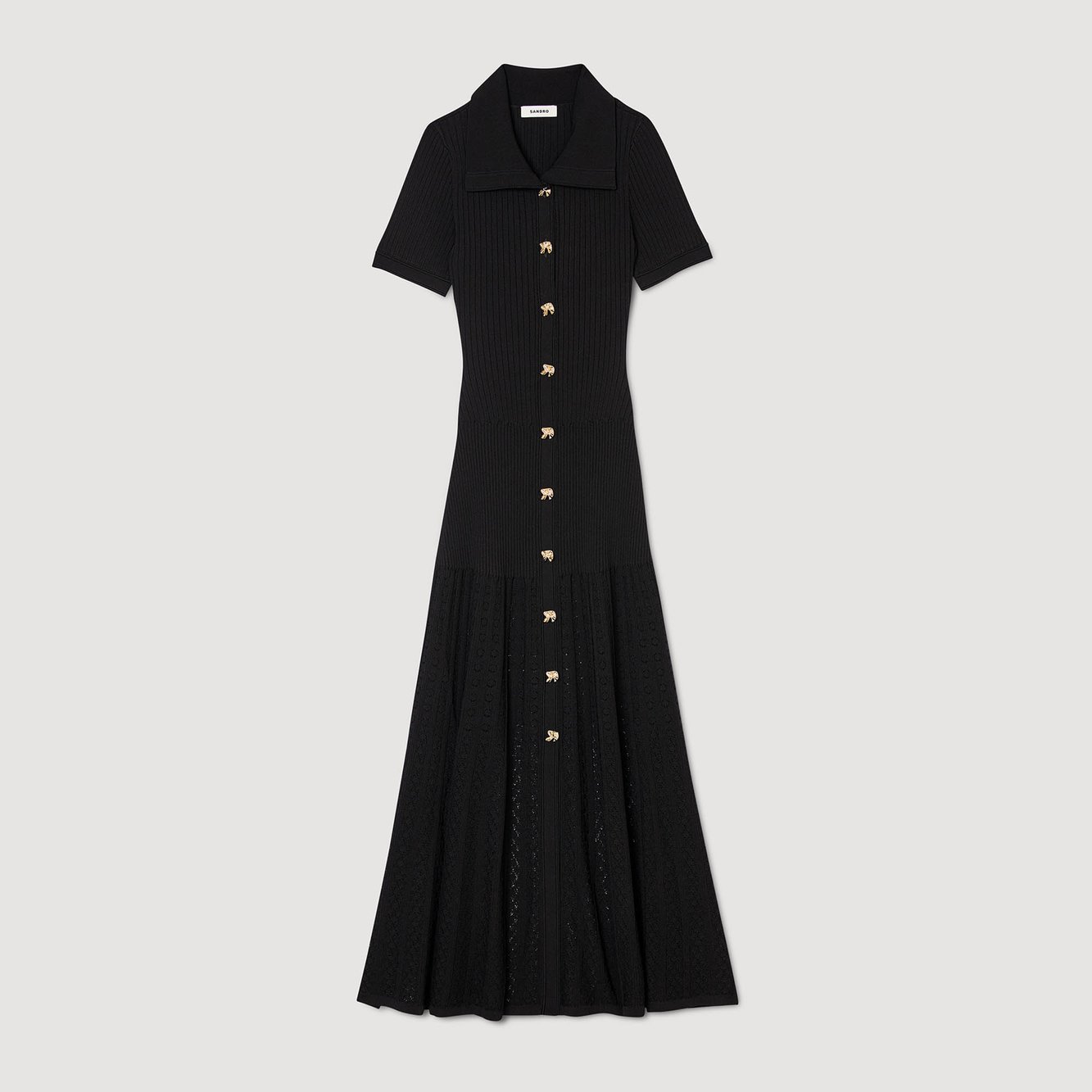 Langes Rippenstrick-Kleid Sandro Second-Hand photo 1