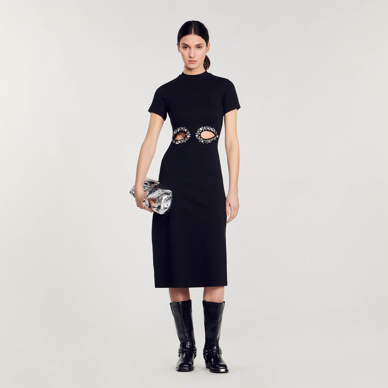 Rhinestone cutaway midi dress Sandro second-hand photo 2