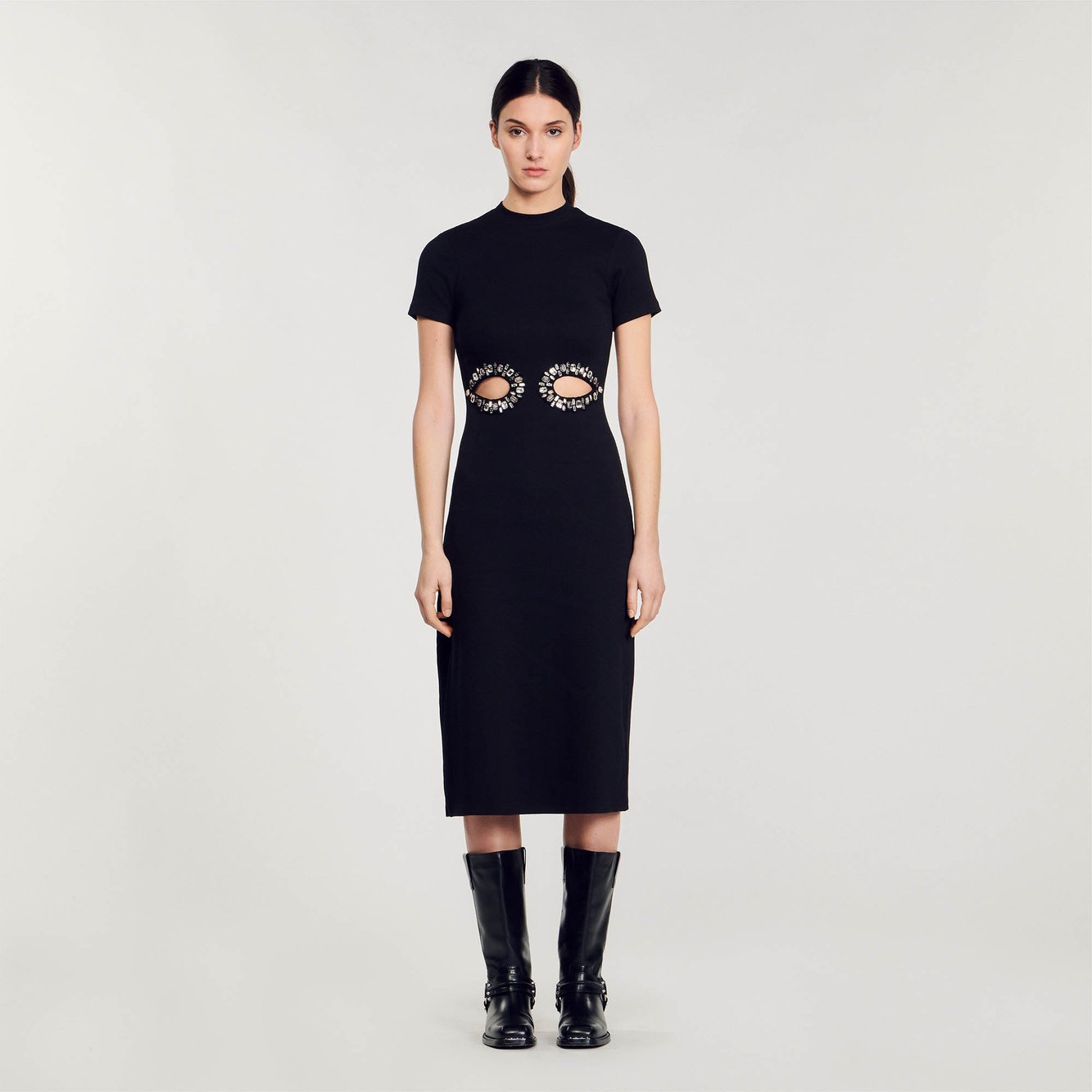 Rhinestone cutaway midi dress Sandro second-hand photo 3