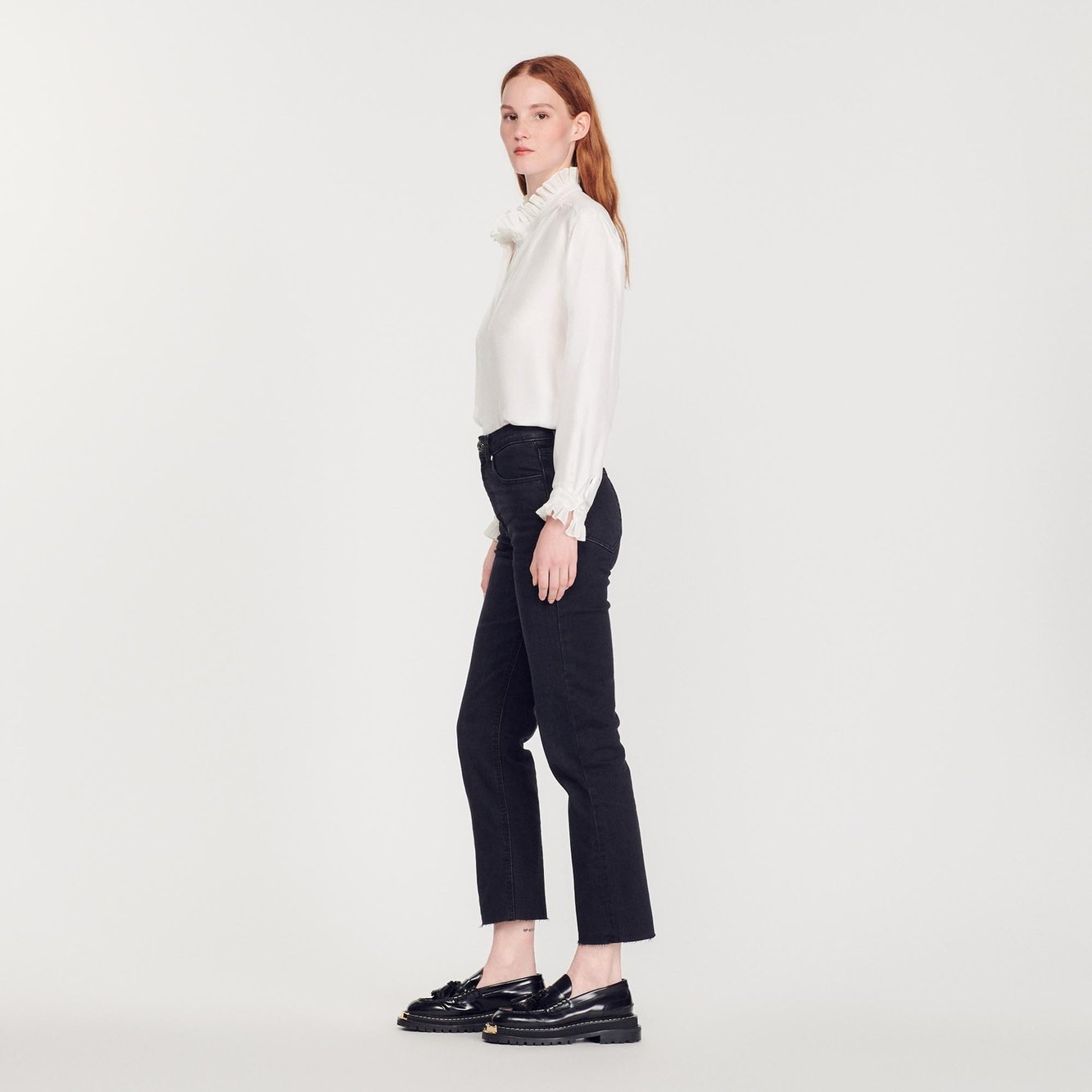Straight-cut jeans with raw edges Sandro second-hand photo 7