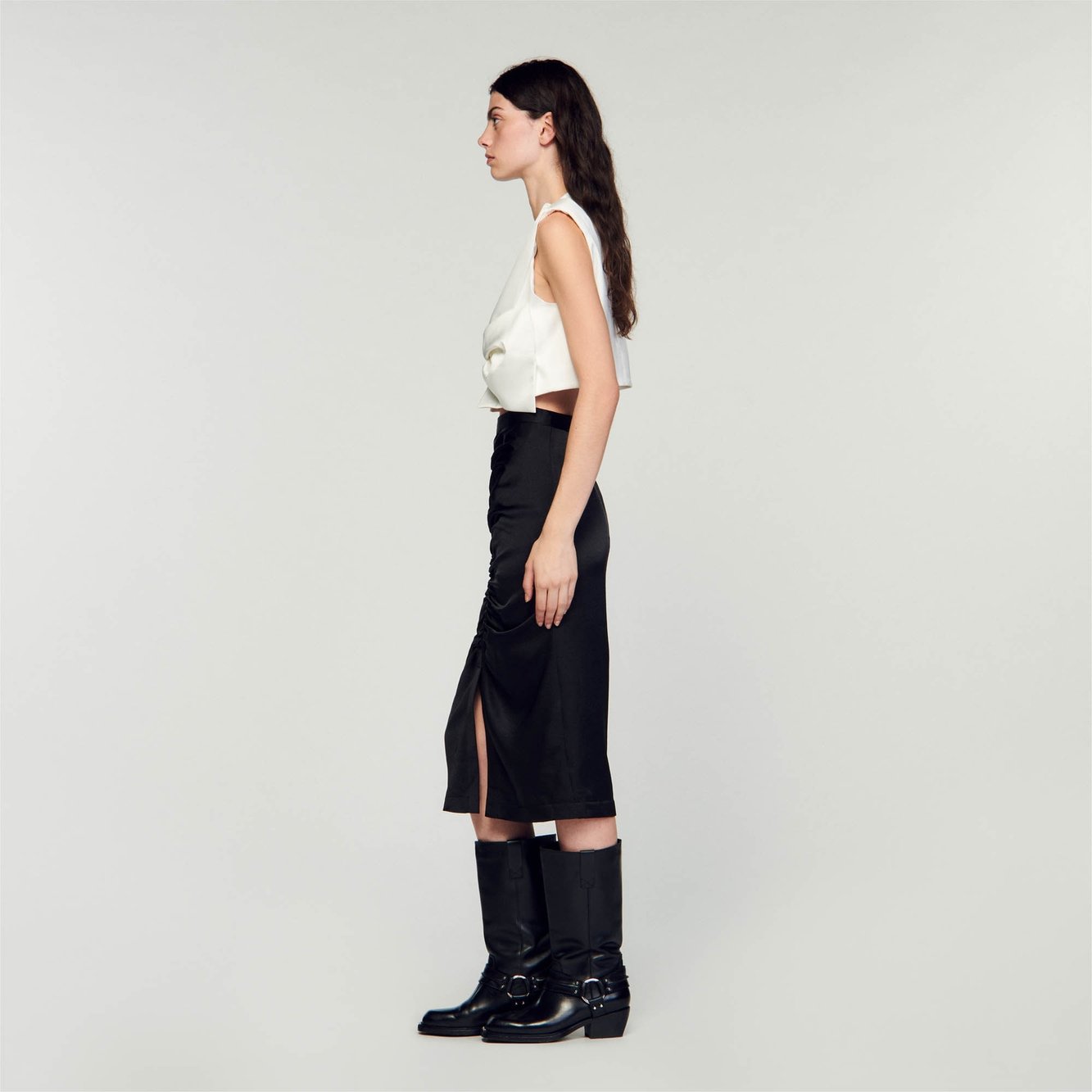 Satin-effect midi skirt Sandro second-hand photo 7