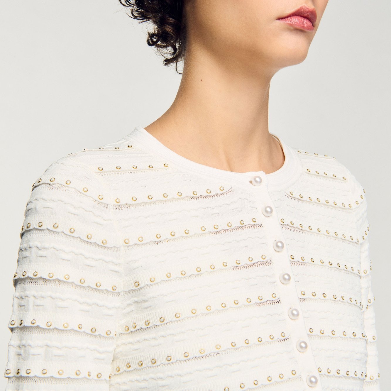 Cropped cardigan with pearl buttons Sandro second-hand photo 6