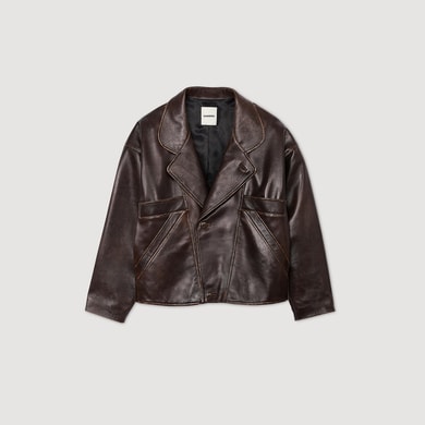 Blouson en cuir oversize Sandro seconde main photo 1