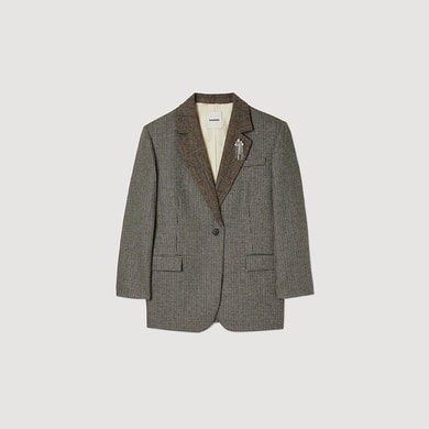 Veste de tailleur pied-de-poule Sandro seconde main photo 1