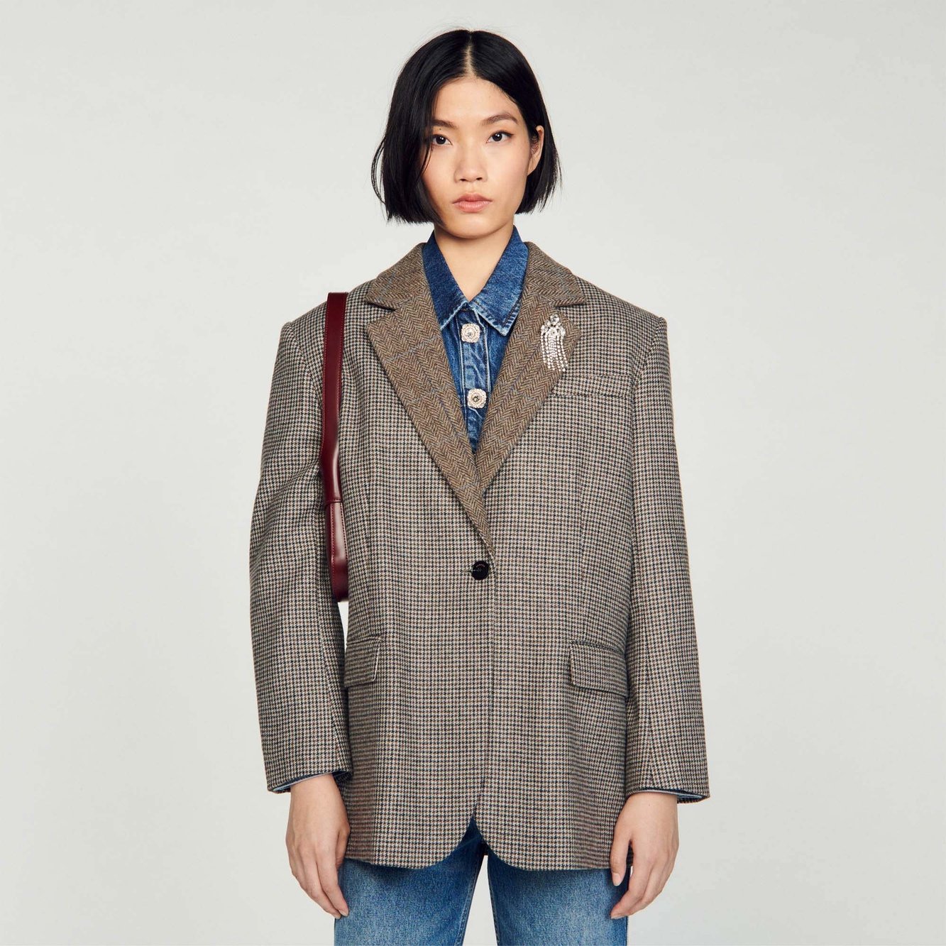 Veste de tailleur pied-de-poule Sandro seconde main photo 5