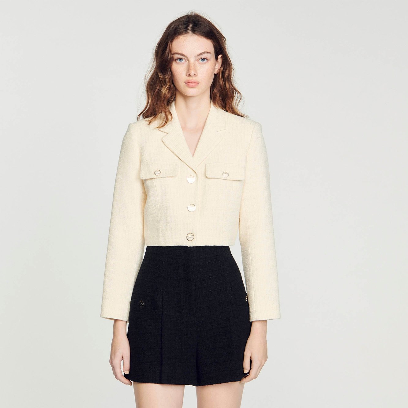 Cropped tweed button-up Jacket Sandro second-hand photo 5