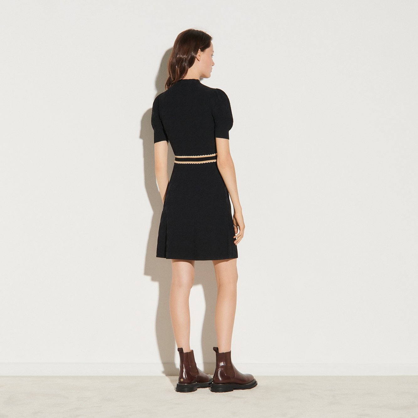Jacquard-Kleid mit Hahnentrittmuster Sandro Second-Hand photo 6
