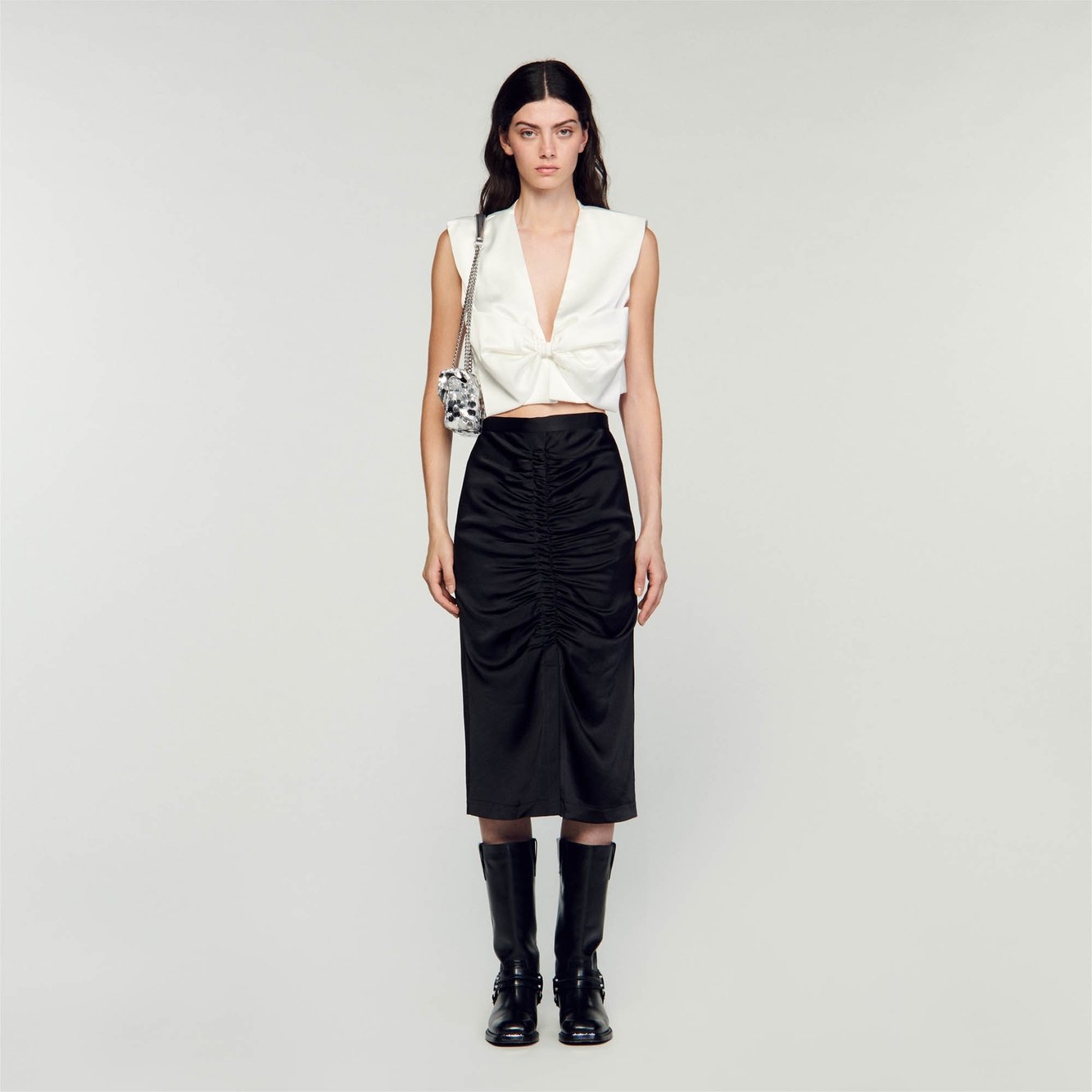 Satin-effect midi skirt Sandro second-hand photo 2