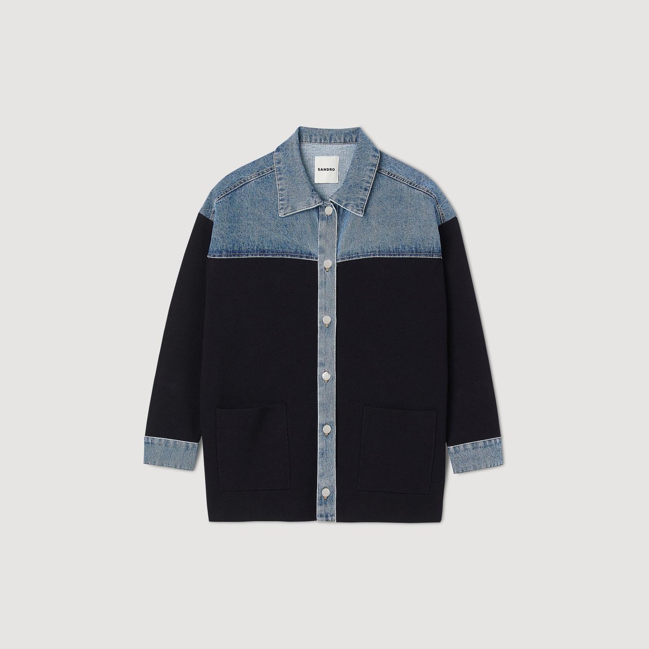 Cardi-coat bi-matière esprit Veste Sandro seconde main photo 1