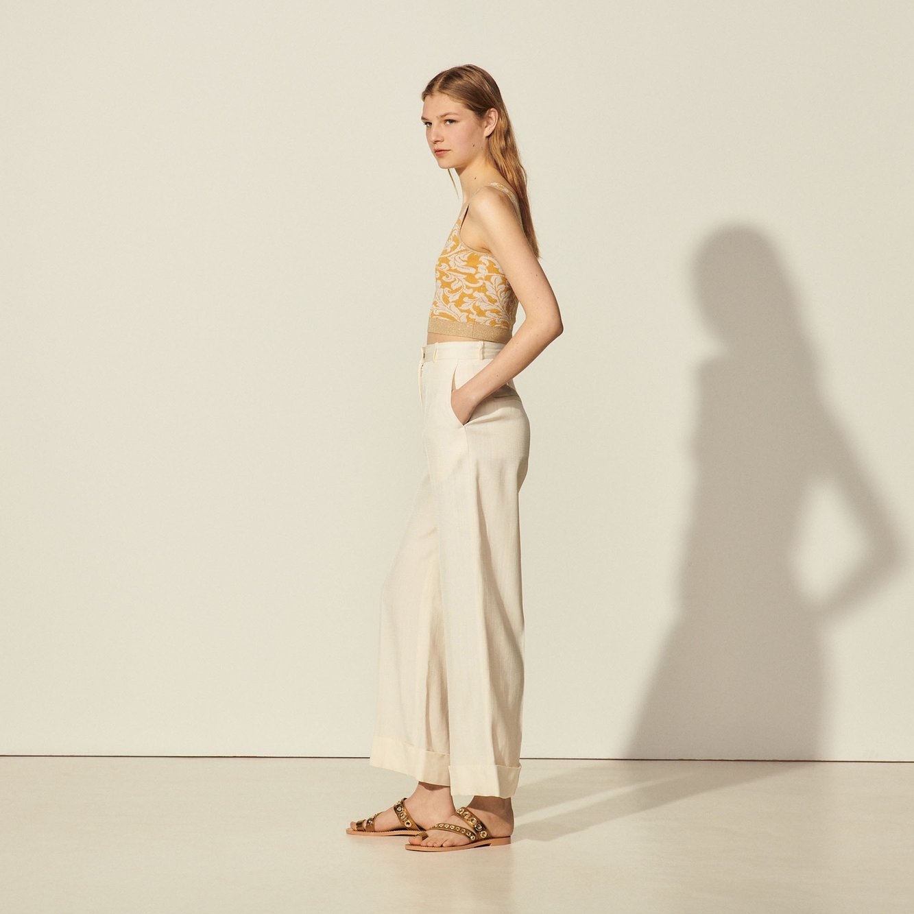 High-waisted Trousers with wide turn-ups Sandro second-hand photo 2