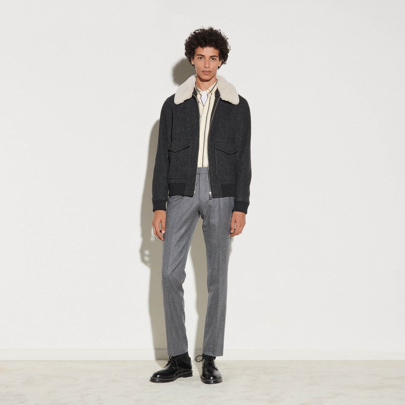 Woolcloth aviator Jacket Sandro second-hand photo 4