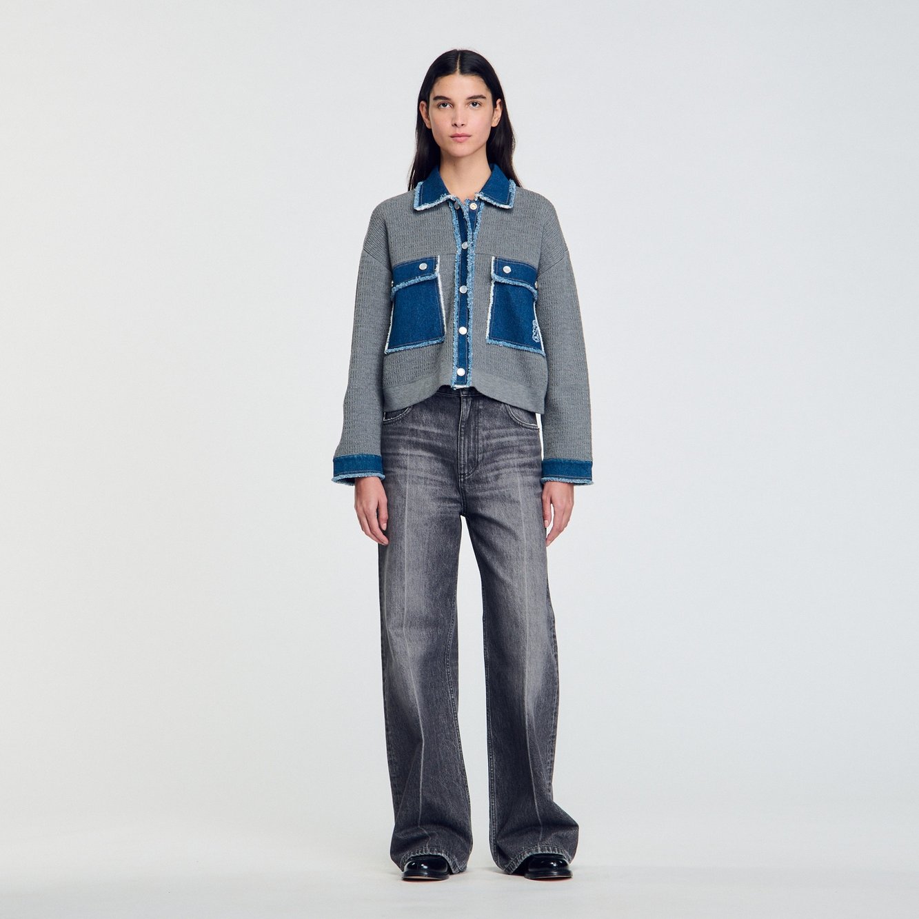 Denim and knitwear coatigan Sandro second-hand photo 4