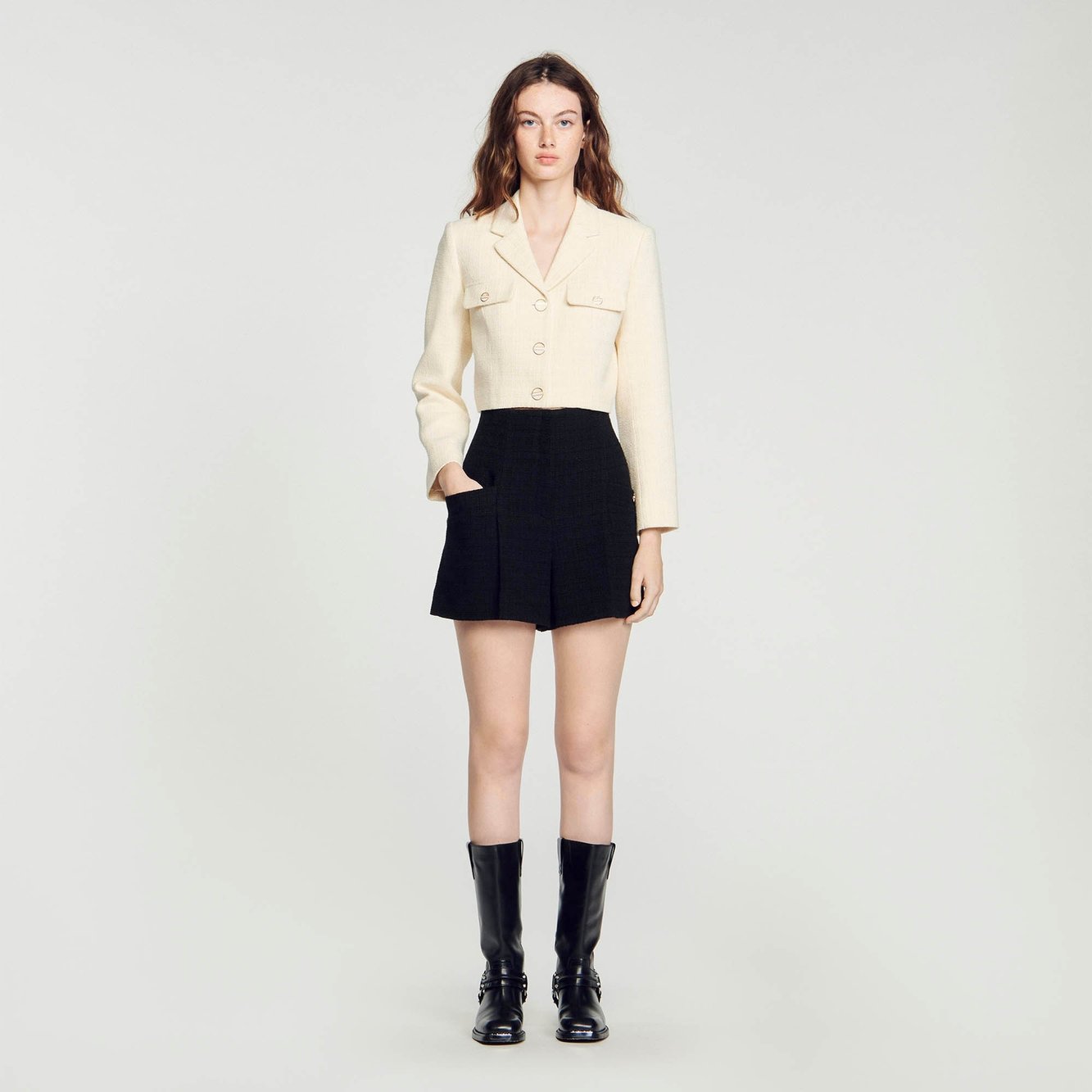 Cropped tweed button-up Jacket Sandro second-hand photo 2