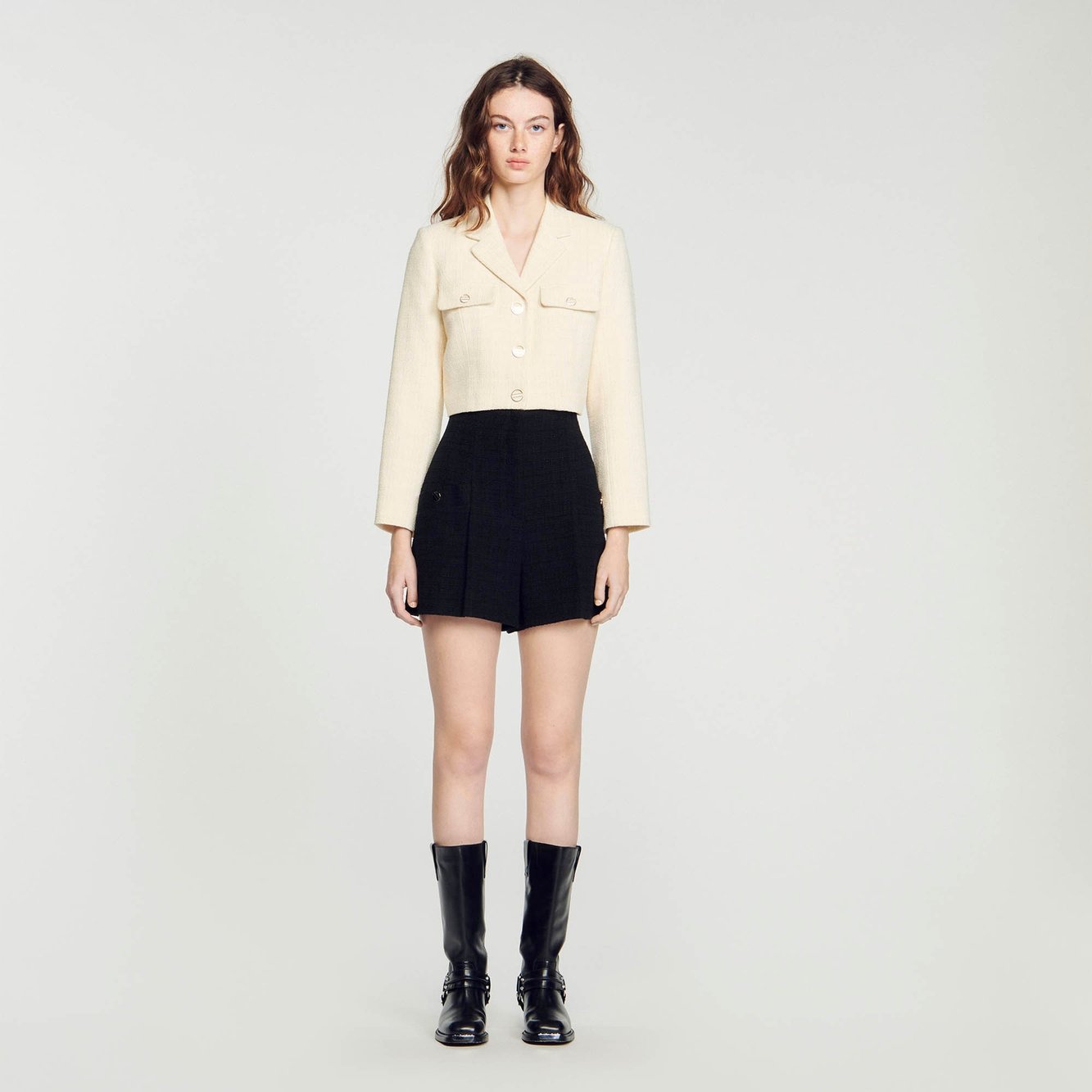 Cropped tweed button-up Jacket Sandro second-hand photo 3