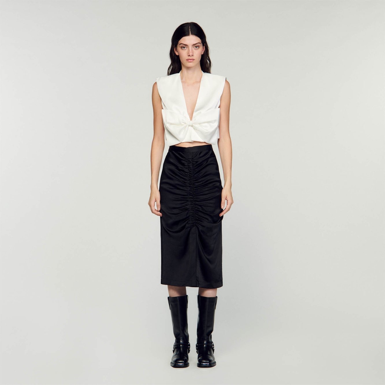 Satin-effect midi skirt Sandro second-hand photo 3