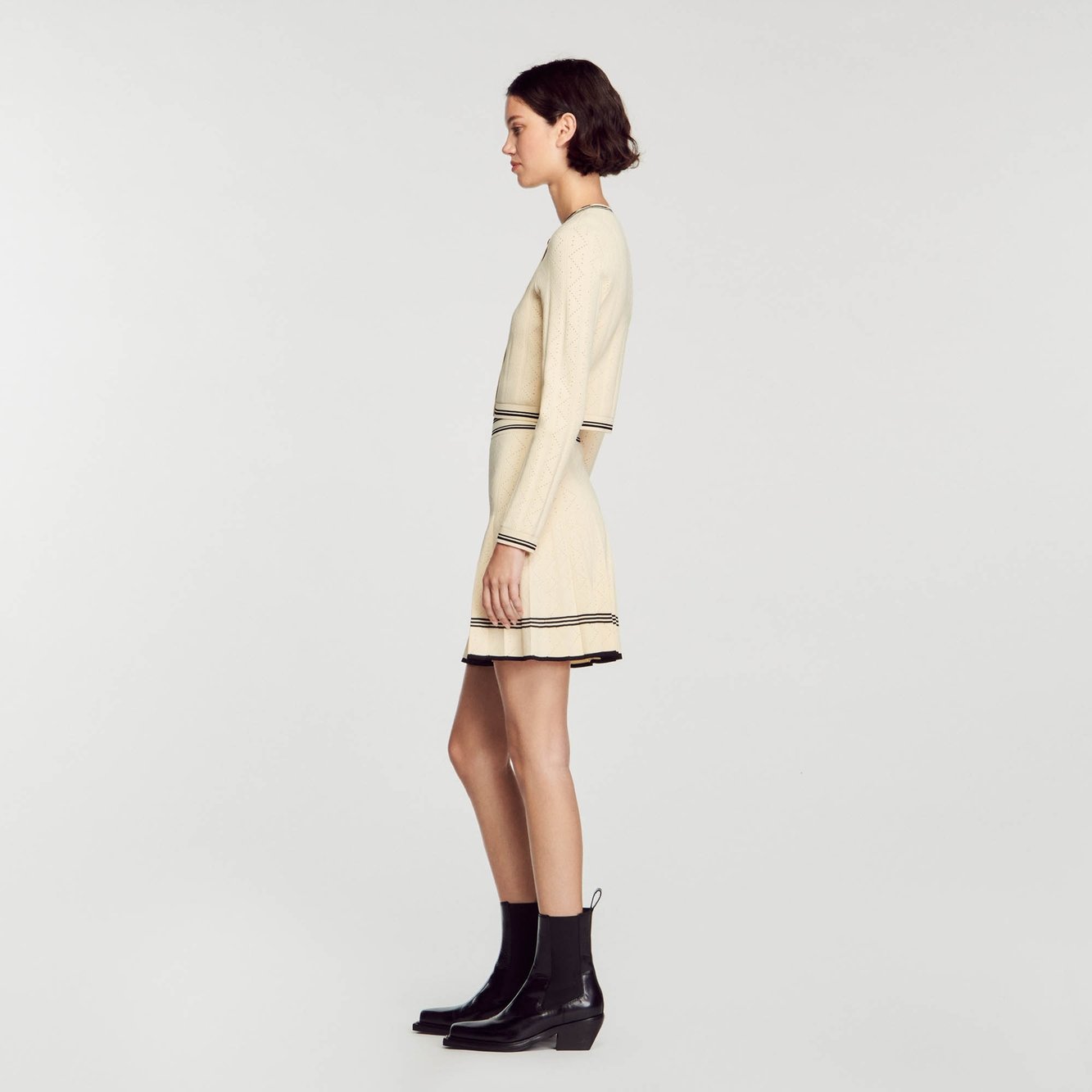 Cropped pointelle knit cardigan Sandro second-hand photo 7