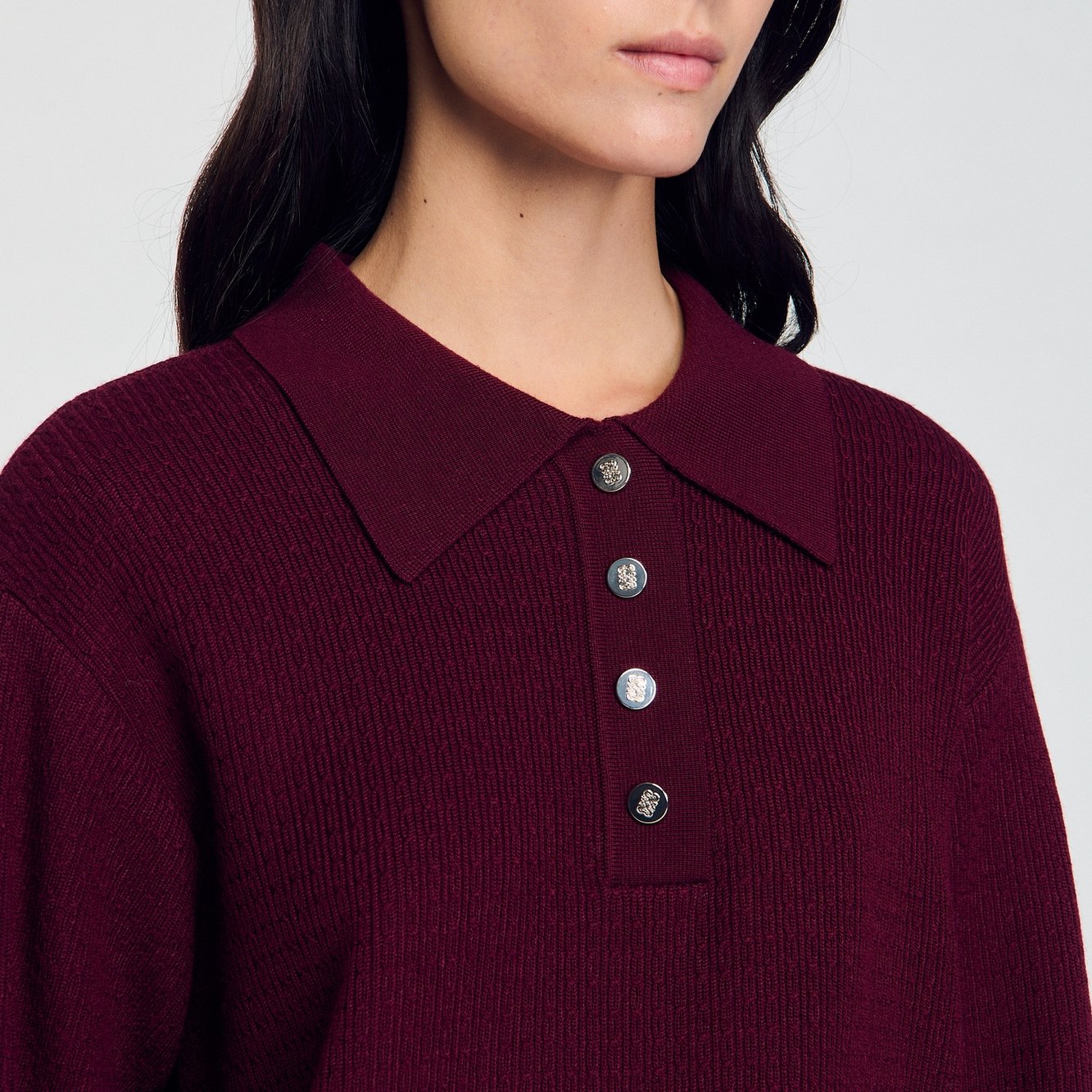 Cable knit polo-neck jumper Sandro second-hand photo 6