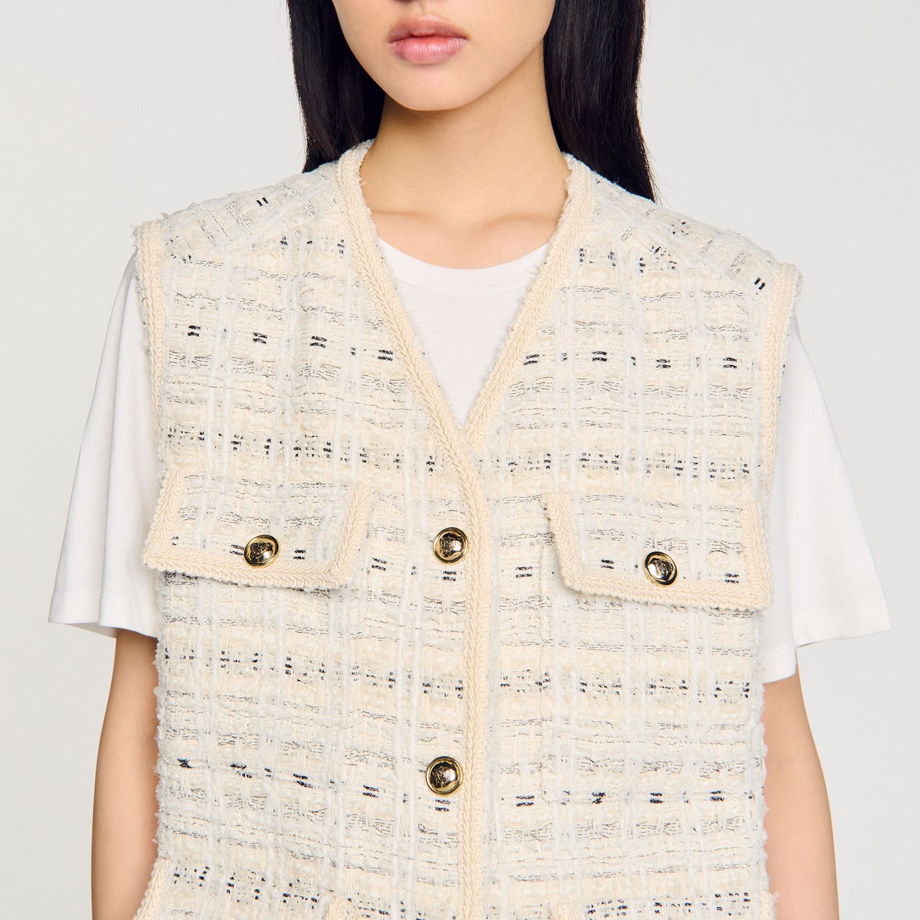 Sleeveless tweed Jacket Sandro second-hand photo 5