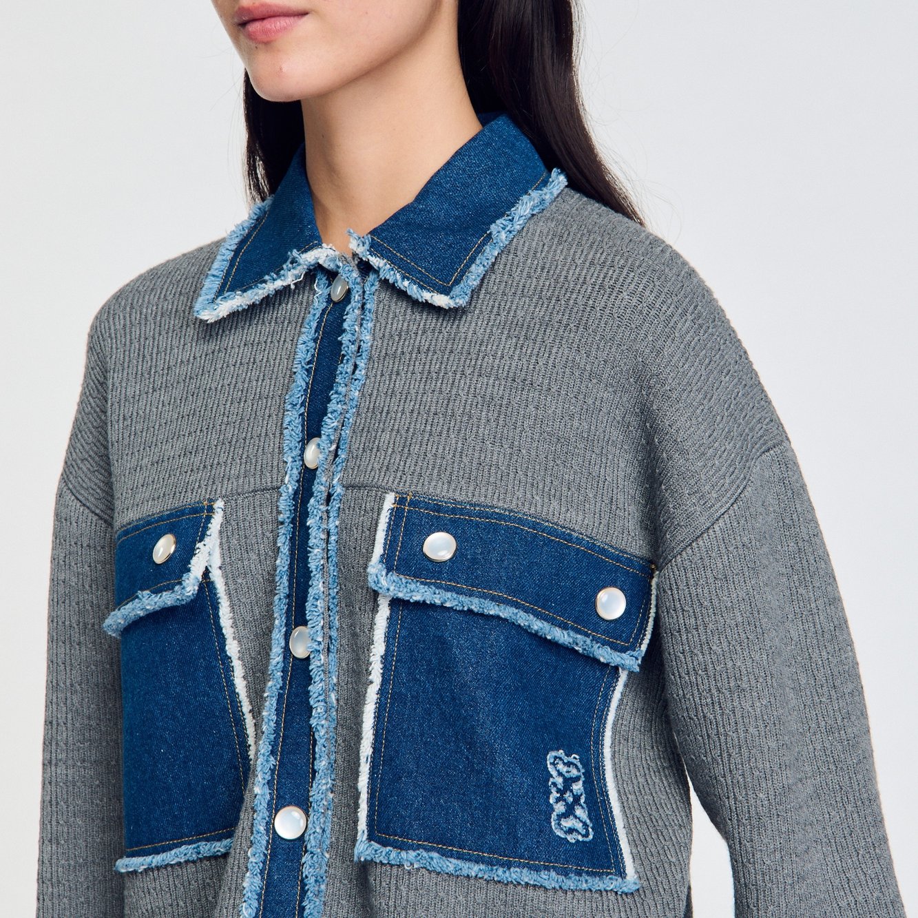 Denim and knitwear coatigan Sandro second-hand photo 6