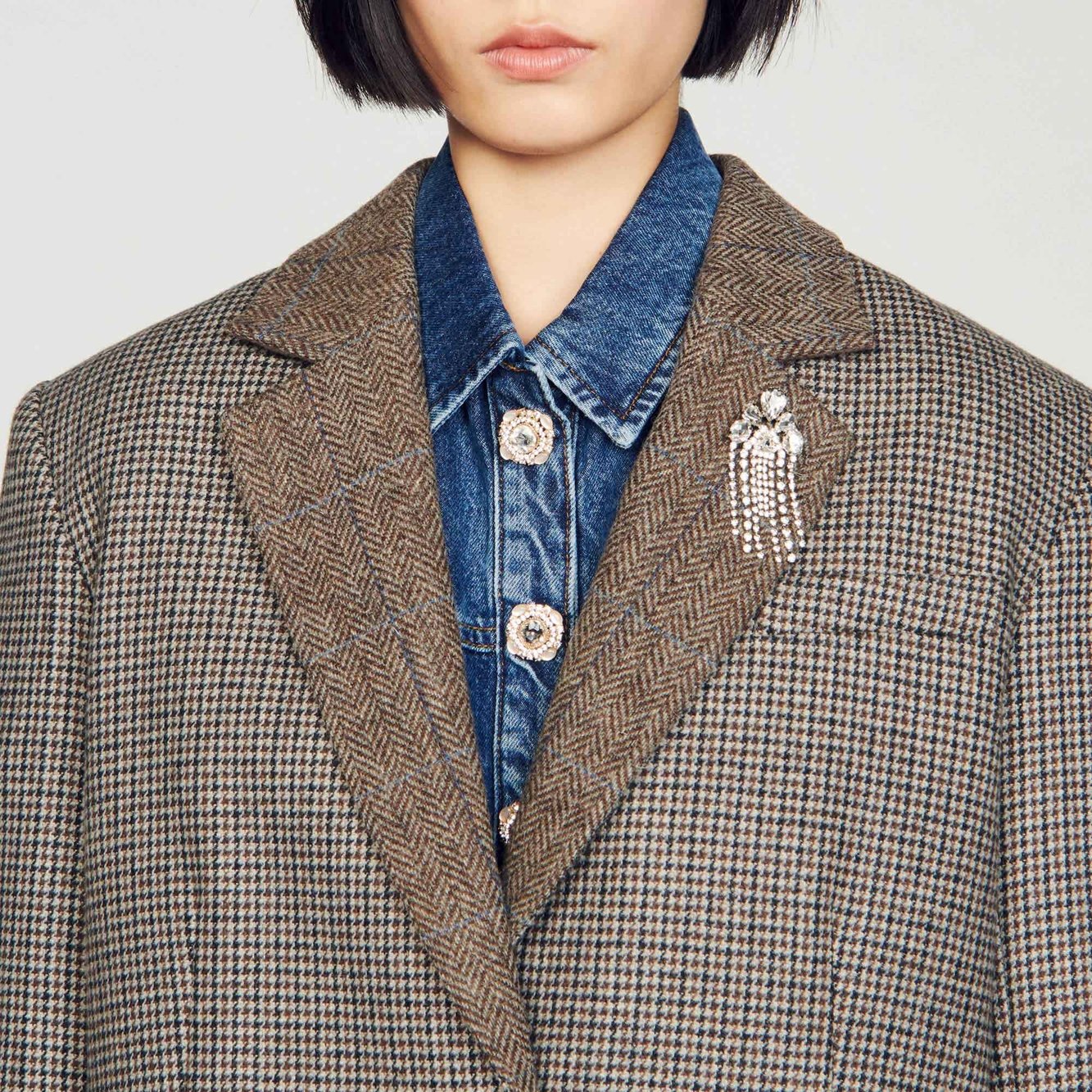 Veste de tailleur pied-de-poule Sandro seconde main photo 4